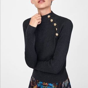 Zara buttoned ribbed sweater